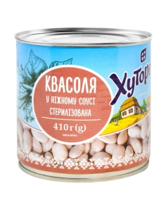 167_Квасоля в ніжному соусі ТМ "Хуторок" 410 г(425мл)(12шт/ящ),жб