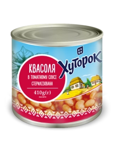 167_Квасоля в томатному соусі ТМ "Хуторок"410 г (425мл ) (12 шт/ящ),Ж/Б