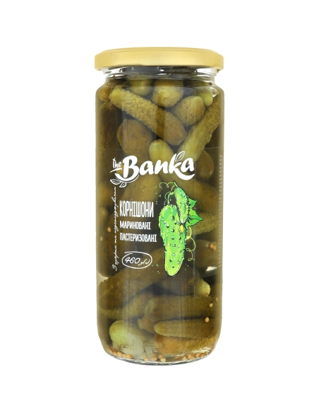 637_ Огірки корнішони мариновні пастеризовані ТМ ``The Banka`` 460г скло