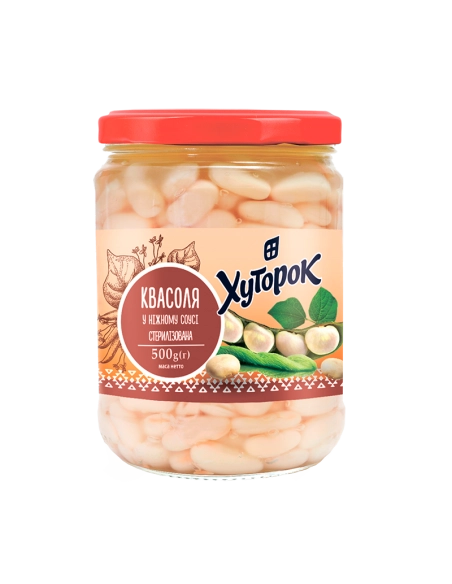 958 Квасоля в ніжному соусі  ТМ ``Хуторок`` 500г, скло