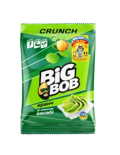 Арахіс смажений солоний в хрусткій оболонці зі смаком Васабі ТМ "BIG BOB"90г