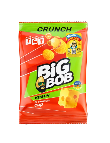 Арахіс смажений солоний в хрусткій оболонці зі смаком Сир ТМ "BIG BOB" 90г