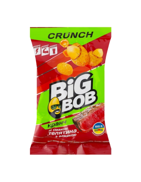 Арахіс смажений солоний в хрусткій оболонці зі смаком Телятина з аджикою ТМ "BIG BOB"90г