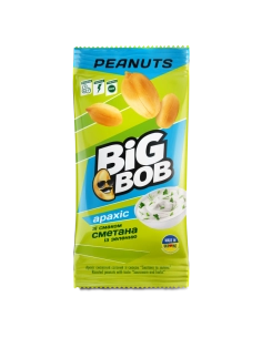 Арахіс смажений солоний зі смаком «Сметана із зеленню» ТМ «BIG BOB» 60 г