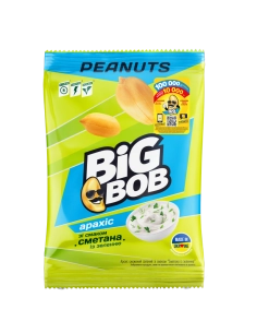 Арахіс смажений солоний зі смаком сметана із зеленню ТМ DIG BOB 120г