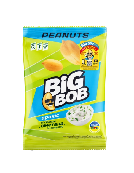 Арахіс смажений солоний зі смаком сметана із зеленню ТМ DIG BOB 120г