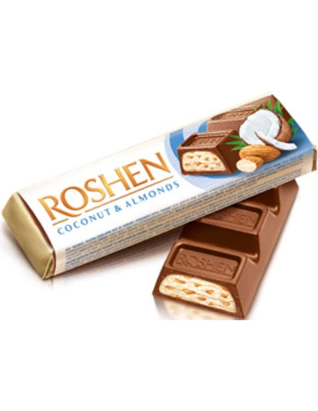 БАТОН ROSHEN мол-шок з кокосом та мигдалем ВКФ 38г/180шт