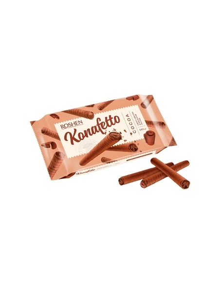 ВАФЕЛЬНІ ТРУБОЧКИ Konafetto cocoa з  начинкою ВКФ 140г/15шт
